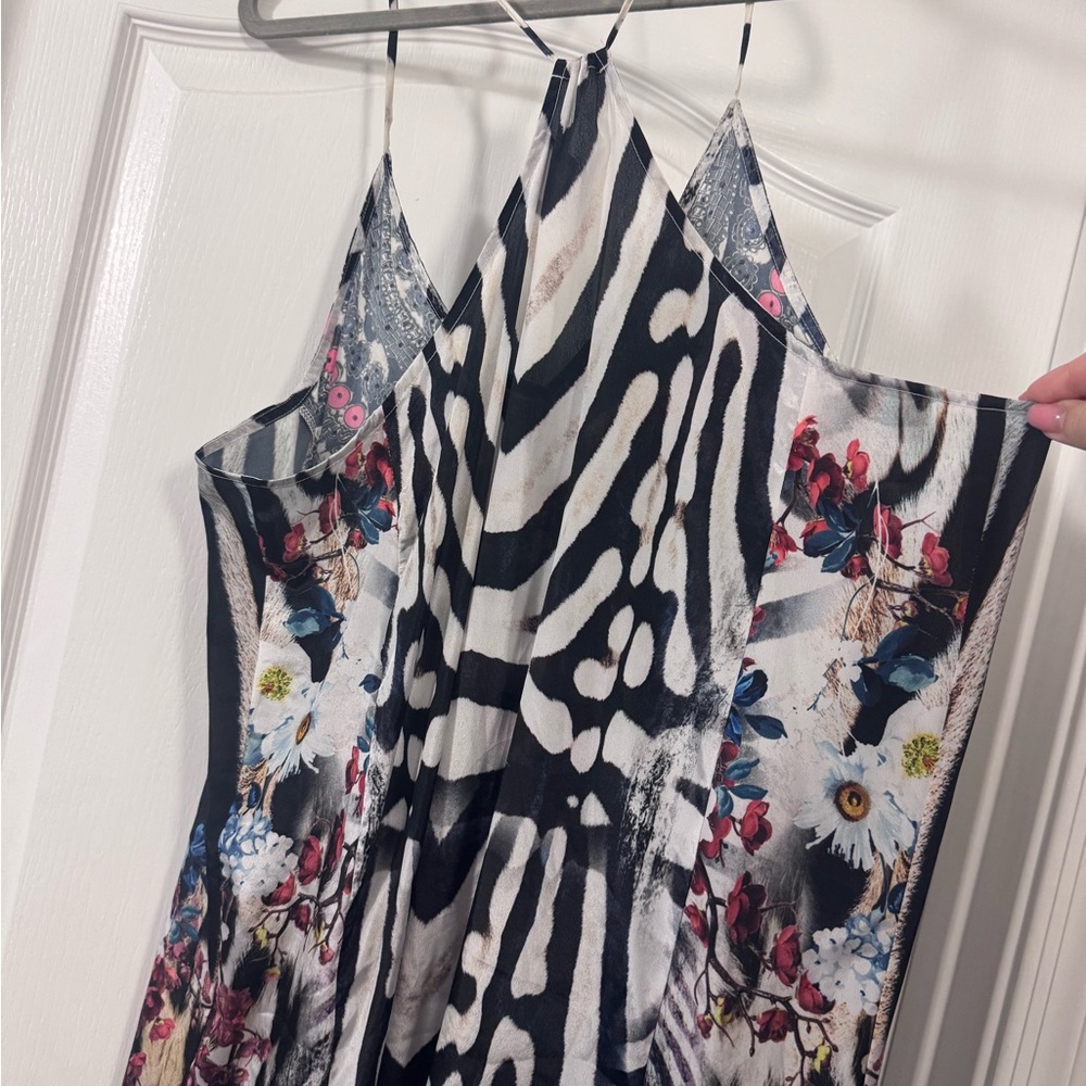Sakkas Black & White Maxi Dress with Pink Accents - Picture 6 of 8